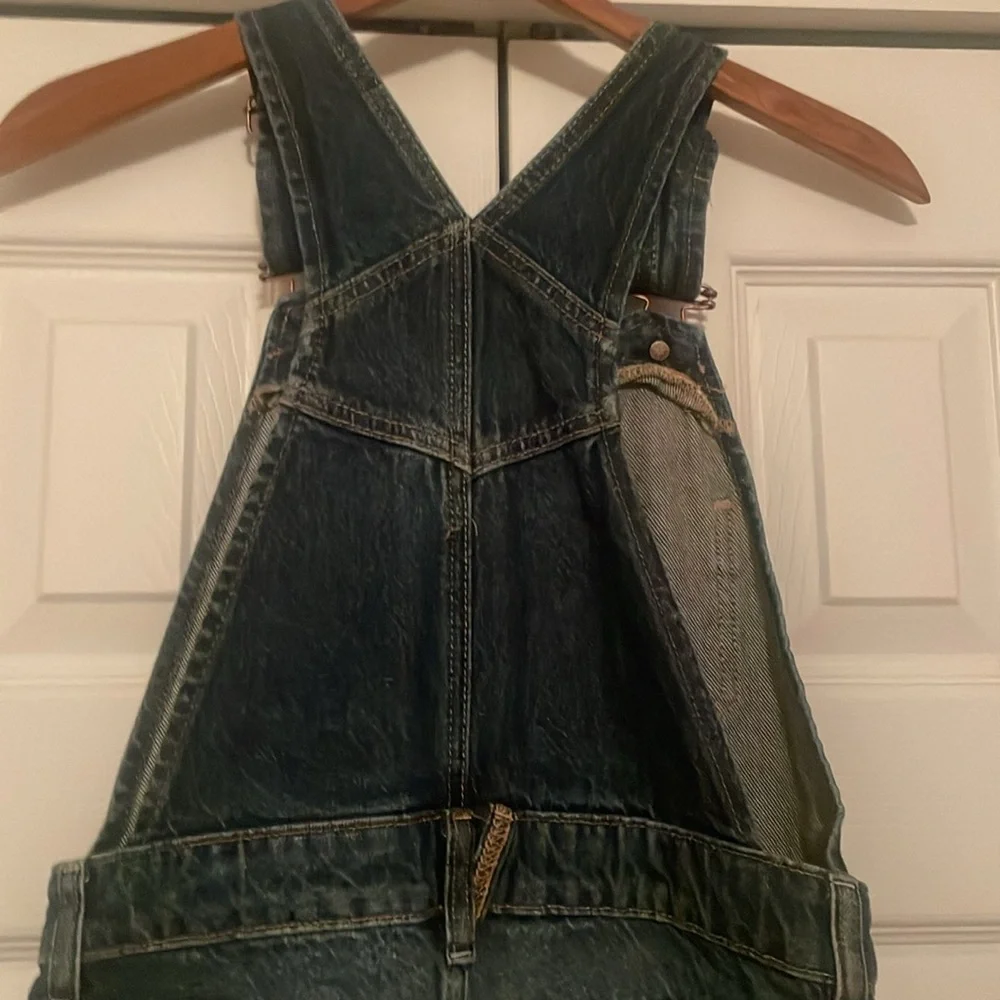 New We The Free by Free People Ziggy Sun-kissed Denim Aura Blue Overall Shorts 2